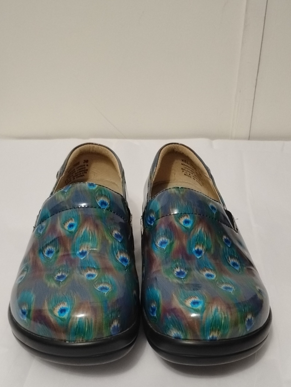 Alegria Keli Professional Peacock-Pattern Slip-On Shoes - Blue/Green